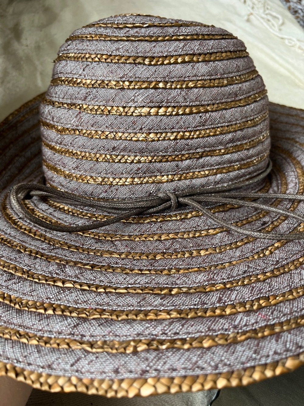 Pins and Needles Straw Wide Brim Hat Boho Woven Sun Hat Neutral natural fibers